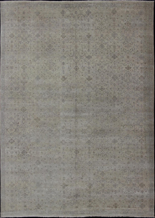 Large Transitional Rug With All - Over Design in tan, Gray, Silver, Light Taupe. Large rug transitionaldesign in gray, tan, taupe with all - over geometric design, rug OB - 102422320, country of origin / type: India/ Transitional Measures:13'... - Keivan Woven ArtsOB - 102422320 - 5D68002 - 12214