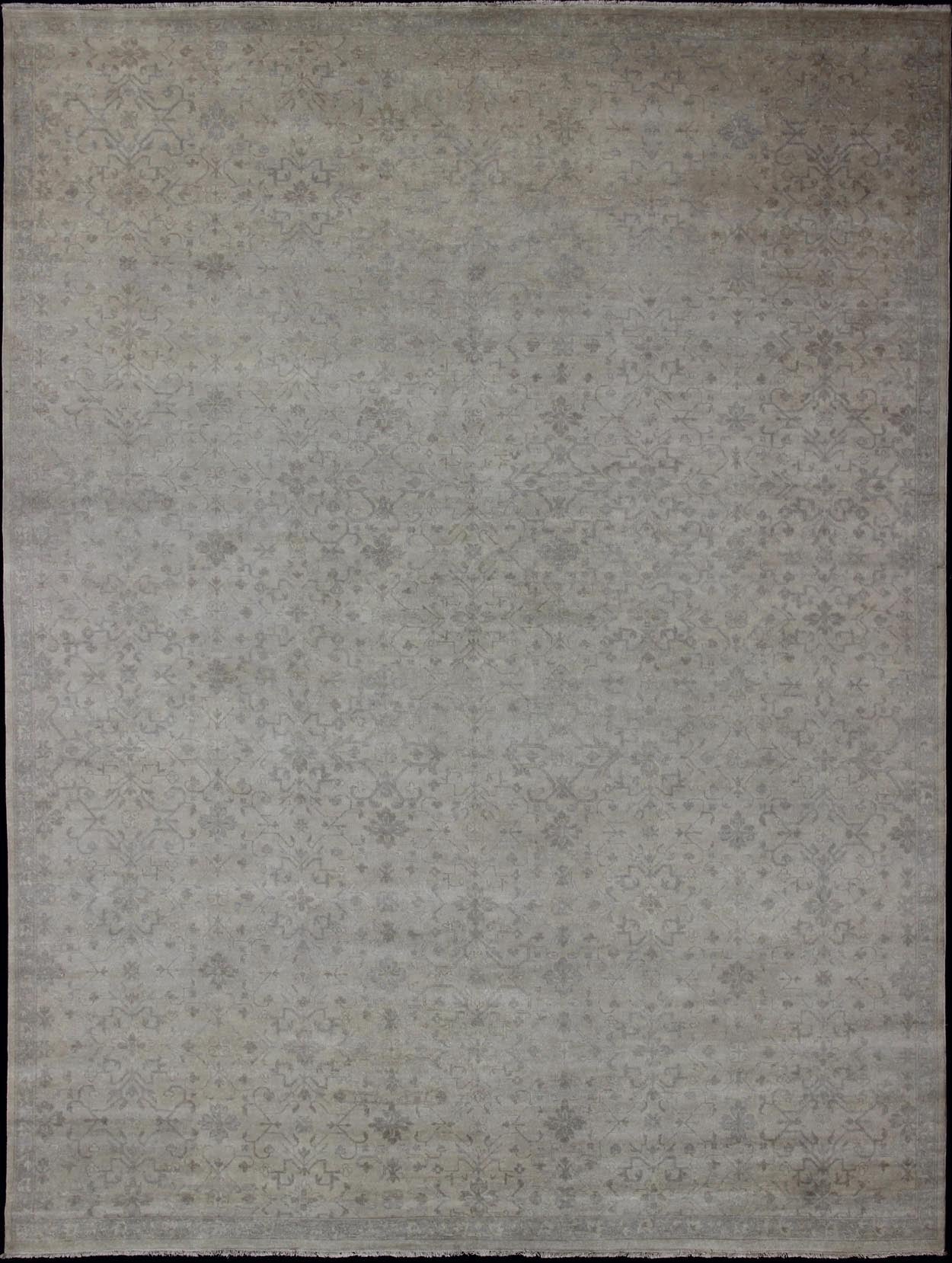 Large Transitional Rug With All - Over Design in Tan, Gray, Silver, Light Taupe. Large rug transitional design in gray, tan, taupe with all - over geometric design, rug OB - 102422320, country of origin / type: India/ Transitional Measures: 12... - Keivan Woven ArtsOB - 102422322 - 5D680002 - 12218Rug