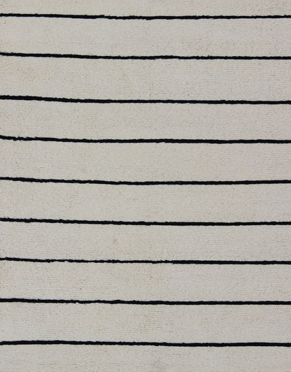 Minimalist Design Modern Moroccan Rug in White & Black Striped design 8' x 11' White and Black Moroccan Rug , rug OB - 10254023 - A - 244003, country of origin / type: India / Moroccan, circa late 20th Century. This minimalist rug features a Class... - Keivan Woven ArtsOB - 10254023 - A - 244003 - 8537Rug