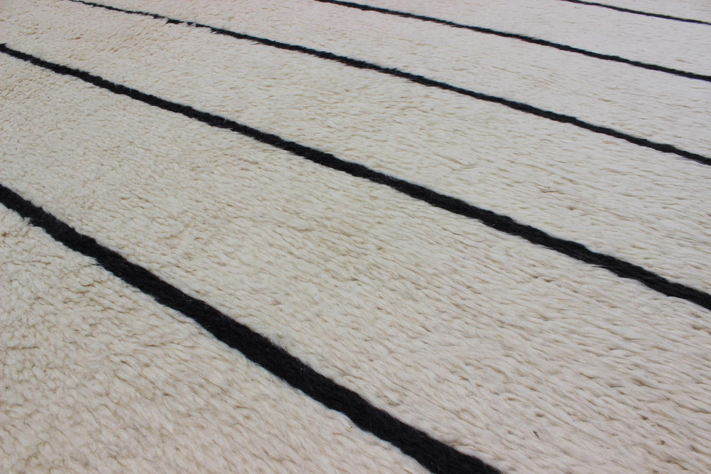 Minimalist Design Modern Moroccan Rug in White & Black Striped design 8' x 11' White and Black Moroccan Rug , rug OB - 10254023 - A - 244003, country of origin / type: India / Moroccan, circa late 20th Century. This minimalist rug features a Class... - Keivan Woven ArtsOB - 10254023 - A - 244003 - 8537Rug