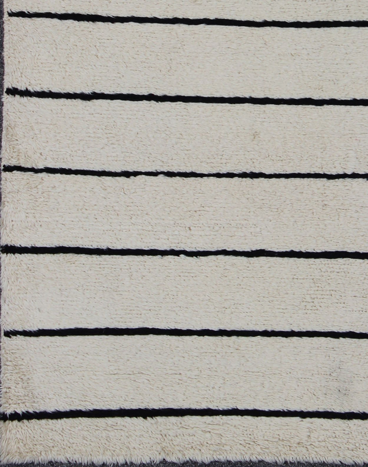 Minimalist Design Modern Moroccan Rug in White & Black Striped design 8' x 11' White and Black Moroccan Rug , rug OB - 10254023 - A - 244003, country of origin / type: India / Moroccan, circa late 20th Century. This minimalist rug features a Class... - Keivan Woven ArtsOB - 10254023 - A - 244003 - 8537Rug