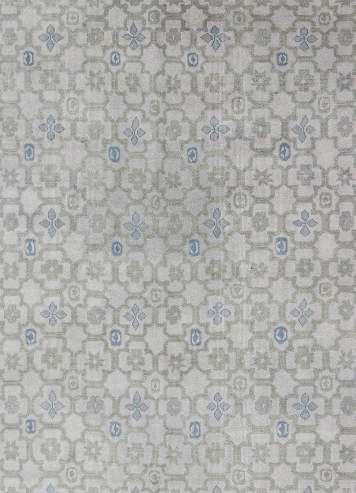 Modern Hand - Knotted Khotan Rug in Wool with All - Over Sub - Geometric Design by Keivan Woven Arts This modern Khotan rug has been hand - knotted in wool and features an all - over sub - geometric design rendered in blue, green and cream tones. A complem... - Keivan Woven ArtsOB - 103140415 - 1100057 - 9693Rug