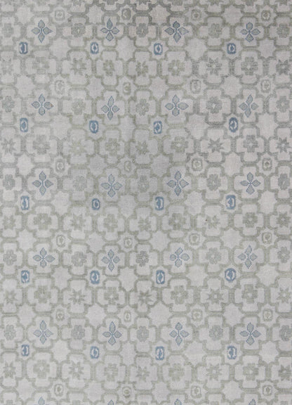 Modern Hand - Knotted Khotan Rug in Wool with All - Over Sub - Geometric Design by Keivan Woven Arts This modern Khotan rug has been hand - knotted in wool and features an all - over sub - geometric design rendered in blue, green and cream tones. A complem... - Keivan Woven ArtsOB - 103140415 - 1100057 - 9693Rug