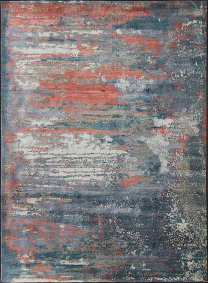 Modern piled rug in a blue, red, silver background color and variation of vivid accent colors. Modern Piled Rug and Minimalist Modern Design by Keivan Woven Arts / rug OB - 10335882, Keivan Woven Arts / country of origin / type: India/ Piled, condition: ... - Keivan Woven ArtsOB - 10335882 - 5300010 - 10908Rug