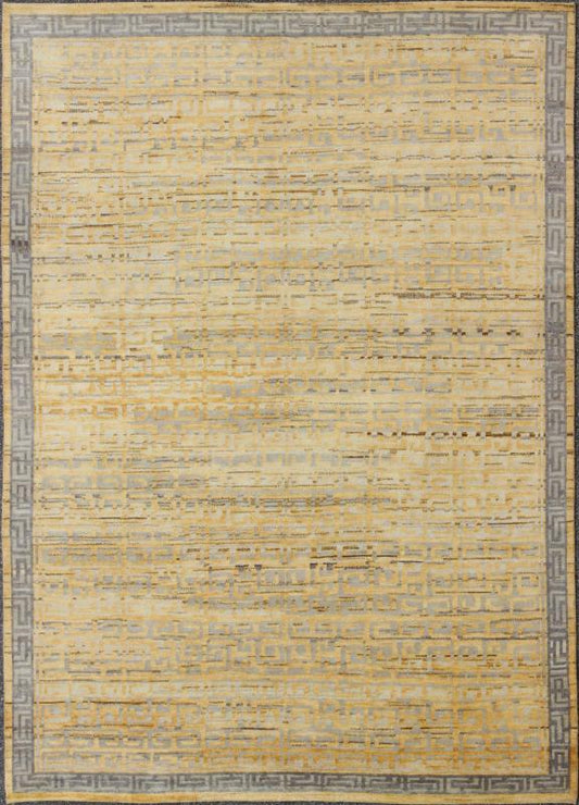 Modern Khotan Rug with All - Over Geometric Design in Yellow and Gray Modern Khotan Rug, rug OB - 103423824, country of origin / type: India / Modern, circa Early - 21st Century. Measures: 9'0 x 12'0. - Keivan Woven ArtsOB - 103423824 - 7525Rug