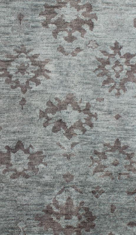 Indian Hand - Knotted Floral Oushak Rug in Muted Blue and Cocoa Measures 5'6 x 8'6 This floral Oushak rug was hand - knotted with Indian wool during the 2010's. The background of the center field is rendered in a beautiful muted blue, with f... - Keivan Woven ArtsOB - 103432967 - 0623026 - 6987Rug