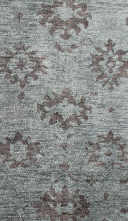 Indian Hand - Knotted Floral Oushak Rug in Muted Blue and Cocoa Measures 5'6 x 8'6 This floral Oushak rug was hand - knotted with Indian wool during the 2010's. The background of the center field is rendered in a beautiful muted blue, with f... - Keivan Woven ArtsOB - 103432967 - 0623026 - 6987Rug