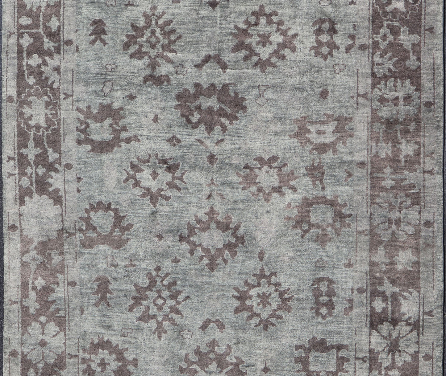 Modern Hand Knotted Oushak Rug in Wool With Sub - Geometric Design in Green and Brown This modern Indian Oushak rug has been hand - knotted in wool and features a sub - geometric design rendered in green and brown tones. A complementary, multi - tiered... - Keivan Woven ArtsOB - 103432994 - 6230026 - 15506Rug