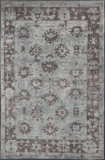 Modern Hand Knotted Oushak Rug in Wool With Sub - Geometric Design in Green and Brown This modern Indian Oushak rug has been hand - knotted in wool and features a sub - geometric design rendered in green and brown tones. A complementary, multi - tiered... - Keivan Woven ArtsOB - 103432994 - 6230026 - 15506