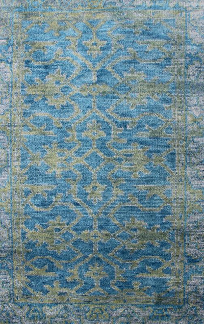 Keivan Woven Arts, Ob - 103433373, Contemporary Oushak Design Rug - Modern hand knotted Oushak Design Rug in Blue, gray and Yellow Green colors Measures: 4'0 X 6'0 - Keivan Woven ArtsOB - 103433373 - 0623024 - 6998Rug