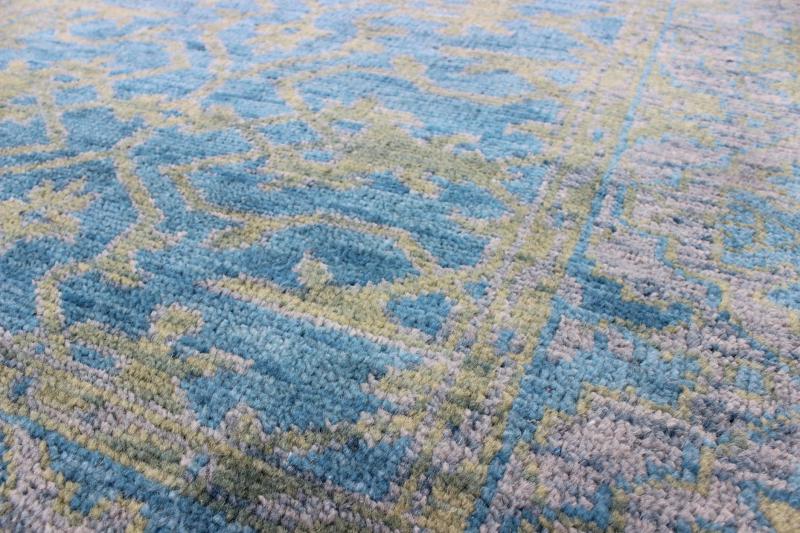 Keivan Woven Arts, Ob - 103433373, Contemporary Oushak Design Rug - Modern hand knotted Oushak Design Rug in Blue, gray and Yellow Green colors Measures: 4'0 X 6'0 - Keivan Woven ArtsOB - 103433373 - 0623024 - 6998Rug