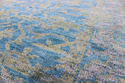 Keivan Woven Arts, Ob - 103433373, Contemporary Oushak Design Rug - Modern hand knotted Oushak Design Rug in Blue, gray and Yellow Green colors Measures: 4'0 X 6'0 - Keivan Woven ArtsOB - 103433373 - 0623024 - 6998Rug