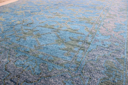 This magnificent Oushak features a splendid blue hued design at its center, with a lovely green and the complementary border however is rendered in some green hues. Measures: 7'9 x 9'9 Contemporary Oushak Design Rug by Keivan Woven Arts,... - Keivan Woven ArtsOB - 103433416 - 0623024 - 7002Rug