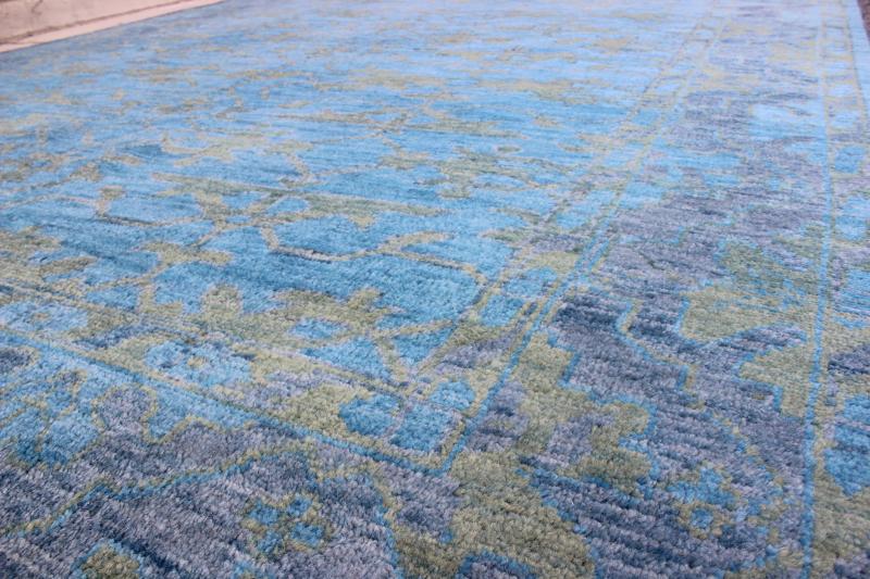 Keivan Woven Arts Large Oushak Design Rug in Blue, Gray and Yellow Green 9'6 X 13'6 Contemporary Oushak Design Rug in Blue, Gray and Yellow Green. Keivan Woven Arts, OB - 103433434, Contemporary Oushak Design rug - Measures: 9'6 x 13'6 ... - Keivan Woven ArtsOB - 103433434 - 0623024 - 7006Rug