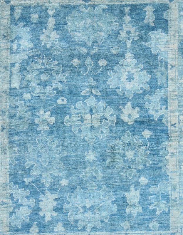 Hand - Knotted Modern Oushak Rug in Wool with Tribal Sub - Geometric Floral Design in Blue Tones This modern Indian Oushak rug has been hand - knotted in wool and features an all - over, sub - geometric floral design rendered in blue tones. A complementa... - Keivan Woven ArtsOB - 103433883 - 0623023 - 7537Rug