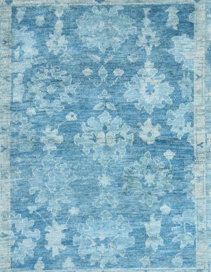 Hand - Knotted Modern Oushak Rug in Wool with Tribal Sub - Geometric Floral Design in Blue Tones This modern Indian Oushak rug has been hand - knotted in wool and features an all - over, sub - geometric floral design rendered in blue tones. A complementa... - Keivan Woven ArtsOB - 103433883 - 0623023 - 7537Rug