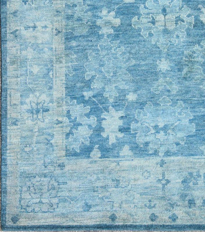 Hand - Knotted Modern Oushak Rug in Wool with Tribal Sub - Geometric Floral Design in Blue Tones This modern Indian Oushak rug has been hand - knotted in wool and features an all - over, sub - geometric floral design rendered in blue tones. A complementa... - Keivan Woven ArtsOB - 103433883 - 0623023 - 7537Rug