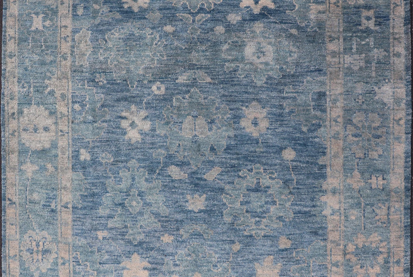 Keivan Woven Arts Modern Oushak Wool Hand Knotted Rug in Blue , Hand - Knotted Modern Oushak Rug in Wool with Tribal Sub - Geometric Floral Design in Blue Tones This modern Indian Oushak rug has been hand - knotted in wool and features an all - over, s... - Keivan Woven ArtsOB - 103433889 - 0623023 - 7543Rug