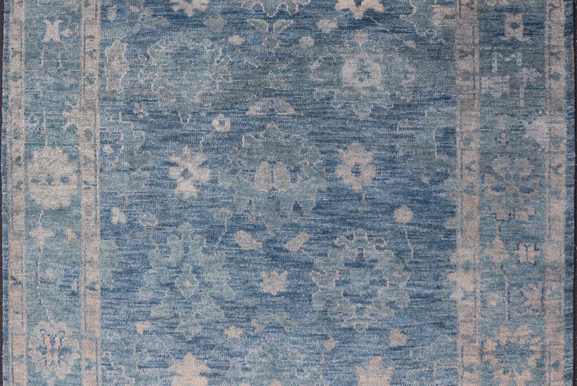 Keivan Woven Arts Modern Oushak Wool Hand Knotted Rug in Blue , Hand - Knotted Modern Oushak Rug in Wool with Tribal Sub - Geometric Floral Design in Blue Tones This modern Indian Oushak rug has been hand - knotted in wool and features an all - over, s... - Keivan Woven ArtsOB - 103433889 - 0623023 - 7543Rug