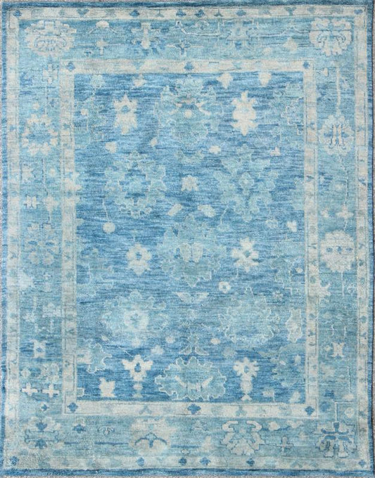Keivan Woven Arts Modern Oushak Wool Hand Knotted Rug in Blue , Hand - Knotted Modern Oushak Rug in Wool with Tribal Sub - Geometric Floral Design in Blue Tones This modern Indian Oushak rug has been hand - knotted in wool and features an all - over, s... - Keivan Woven ArtsOB - 103433889 - 0623023 - 7543