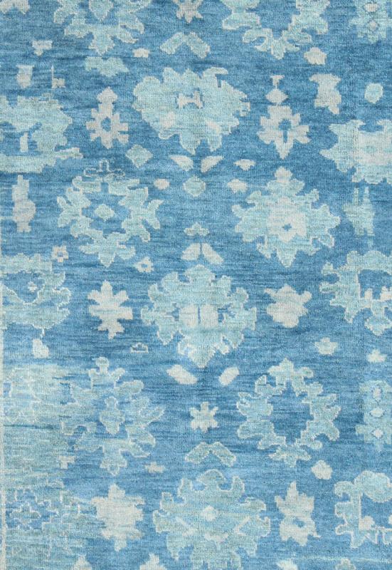 Hand - Knotted Modern Oushak Rug in Wool with Sub - Geometric Floral Design in Blue Tones This modern Indian Oushak rug has been hand - knotted in wool and features an all - over, sub - geometric floral design rendered in blue tones. A complementary, mult... - Keivan Woven ArtsOB - 103433912 - 0623023 - 7549Rug