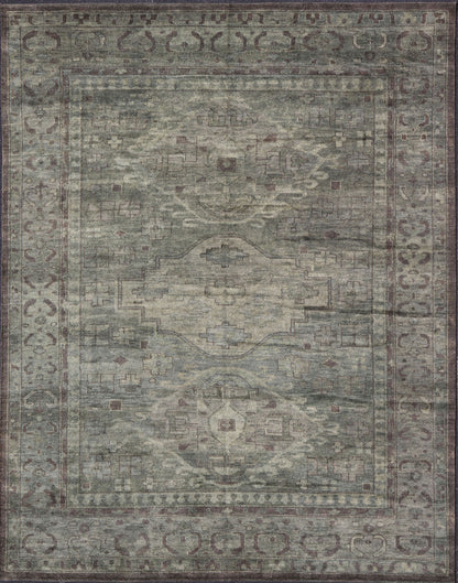 Large Modern Tribal Medallion Khotan in Muted Earthy Green Colors Measures 12'0 x 15'0 The border has tribal markings in a rich green brown color, atop a rustic blend of forest green background. The field remains the same forest green c... - Keivan Woven ArtsOB - 103434781 - 6230017 - 21084Rug