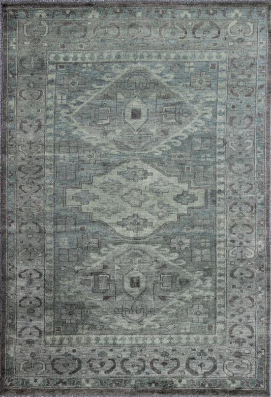 Modern Khotan Rug with Geometric Design in Various Shades of Green and Brown Modern Khotan Rug, Keivan Woven Arts / rug OB - 103434802 - 0623017, country of origin / type: India / Khotan, circa early - 21st Century. Contemporary Khotan Rug. Thi... - Keivan Woven ArtsOB - 103434802 - 0623017 - 7010Rug