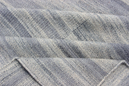 Large Flat Weave Kilim in Variegated Striped With Modern Design. Casual Kilim in Modern design, kilim rug with striped design in muted blues and grays, rug OB - 103715358 - 6018007, country of origin / type: India / Kilim This Casual modern rug ... - Keivan Woven ArtsOB - 103715358 - 6018007 - 13578