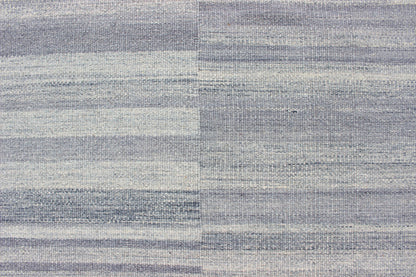 Large Flat Weave Kilim in Variegated Striped With Modern Design. Casual Kilim in Modern design, kilim rug with striped design in muted blues and grays, rug OB - 103715358 - 6018007, country of origin / type: India / Kilim This Casual modern rug ... - Keivan Woven ArtsOB - 103715358 - 6018007 - 13578