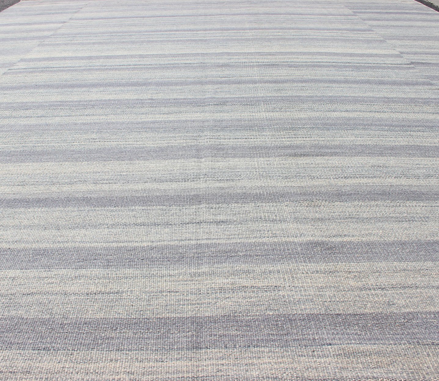 Keivan Woven Arts - Large Kilim in Variegated gray, Silver, blue Strips with Modern Design. Casual Kilim and Modern design Kilim rug with striped design in muted blues and grays, rug OB - 103715362 - 60180007, country of origin / type: India / Kilim ... - Keivan Woven ArtsOB - 103715362 - 60180007 - 13718