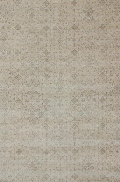 Modern Hand - Knotted Khotan Rug with Geometric Pattern in Taupe and Gray Tones Measures: 12'0 x 16'0. This modern hand - knotted Khotan features a geometric, all - over design flanked by a repeating pattern in the border. The entirety of th... - Keivan Woven ArtsOB - 103754979 - 680002 - 9699Rug