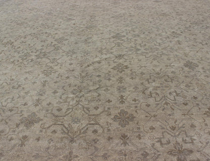 Modern Hand - Knotted Khotan Rug with Geometric Pattern in Taupe and Gray Tones Measures: 12'0 x 16'0. This modern hand - knotted Khotan features a geometric, all - over design flanked by a repeating pattern in the border. The entirety of th... - Keivan Woven ArtsOB - 103754979 - 680002 - 9699Rug