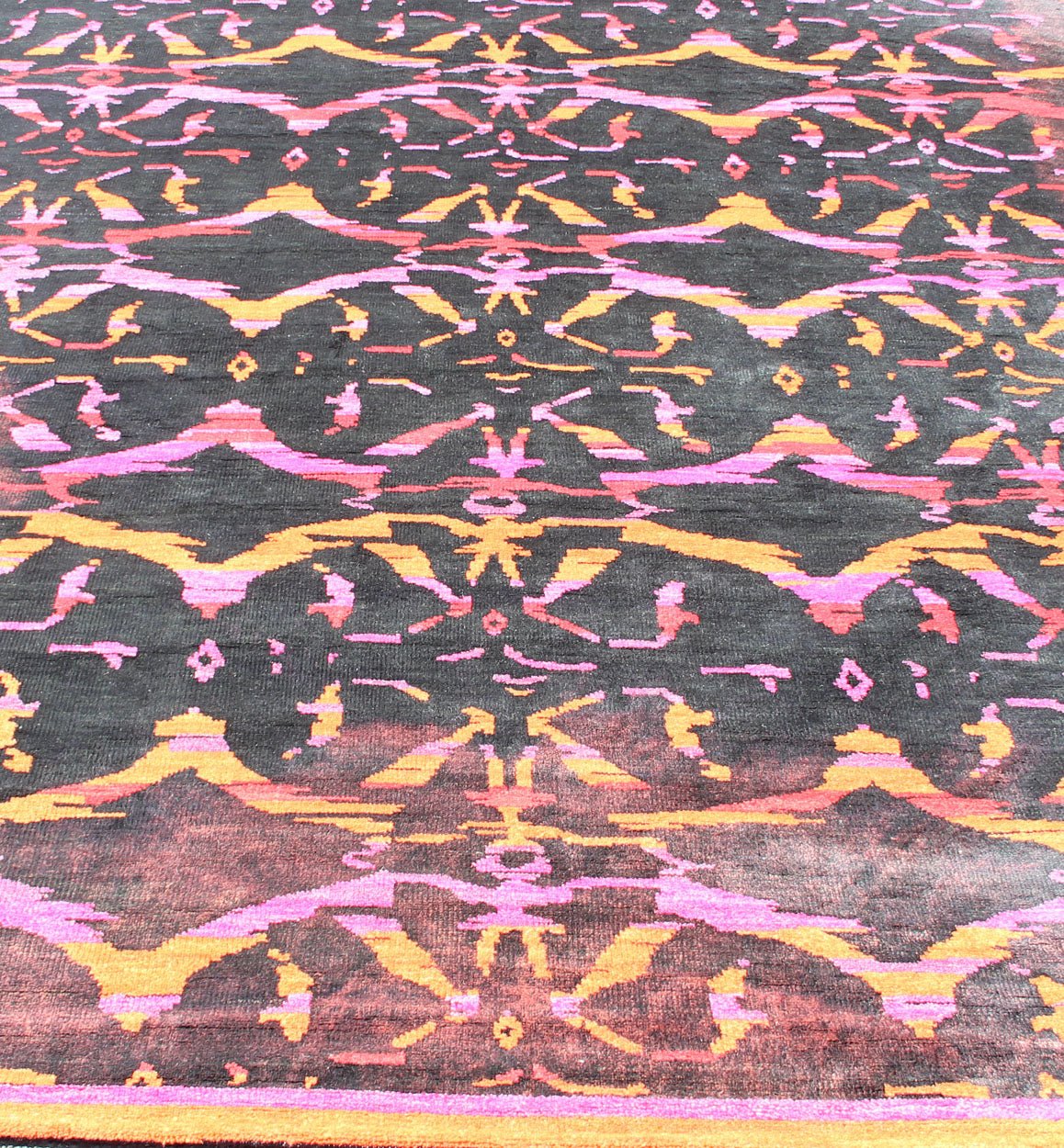 This modern Indian rug has been hand - knotted in wool and features an all - over, sub - geometric design rendered in purple, yellow, red, pink and charcoal brown tones; making it a good fit for a wide variety of interiors. Measures: 8'8 x 12. Modern ... - Keivan Woven ArtsOB - 103922918 - 6590003 - 13588