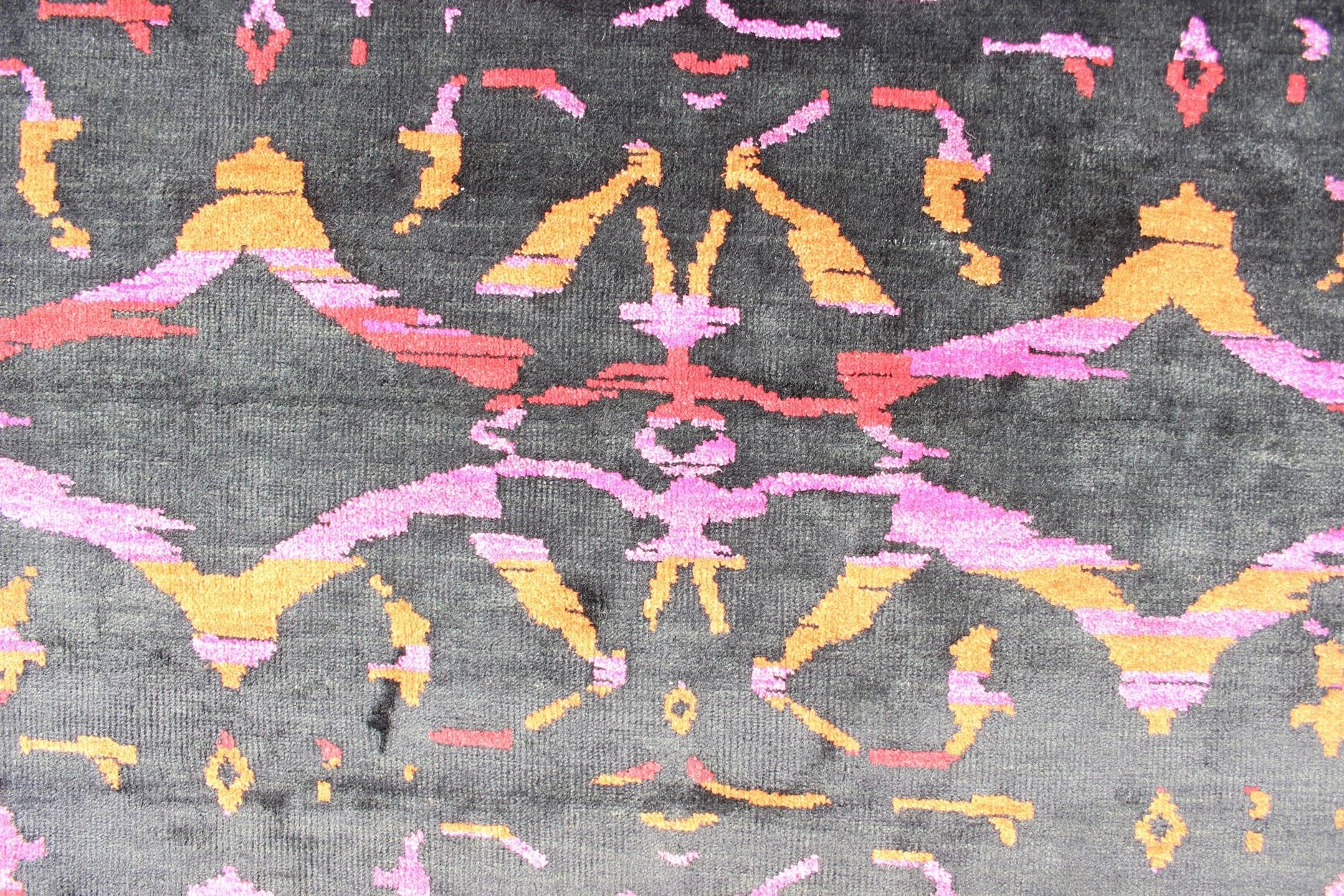 This modern Indian rug has been hand - knotted in wool and features an all - over, sub - geometric design rendered in purple, yellow, red, pink and charcoal brown tones; making it a good fit for a wide variety of interiors. Measures: 8'8 x 12. Modern ... - Keivan Woven ArtsOB - 103922918 - 6590003 - 13588