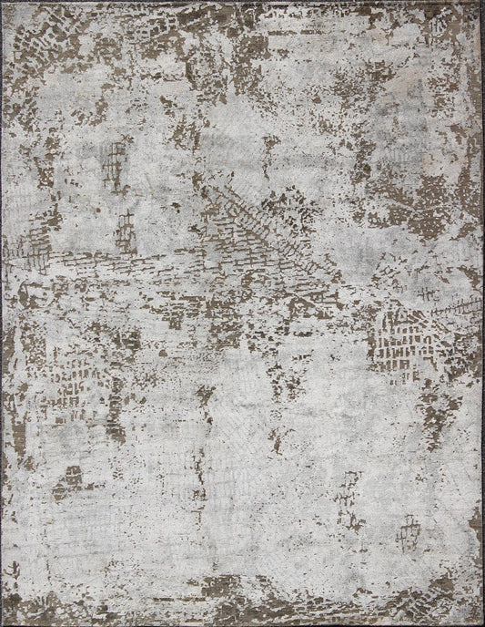 Keivan Woven Arts Modern Rug With warm Cream, Light Brown & Off White. This modern rug by Keivan Woven Arts has been hand - knotted and features an all - over abstract design rendered in cream, brown, off white and tan tones; making it a marvelous f... - Keivan Woven ArtsOB - 104666393 - 9322