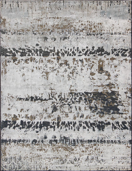 Modern Hand - Knotted Rug in Wool With All - Over Modern Design in Ivory, Brown, Gray and Blue This modern Indian rug has been hand - knotted in wool and features an all - over sub - geometric design rendered in ivory, brown, gray and blue tones; maki... - Keivan Woven ArtsOB - 104881655 - 7150001 - 9328Rug