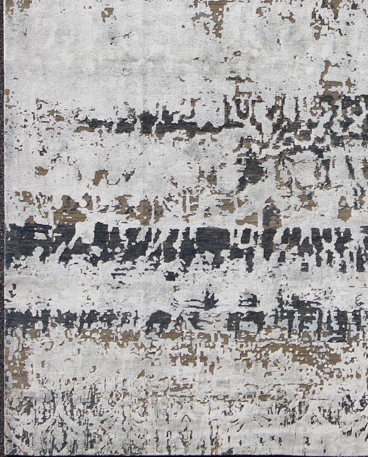 Modern Hand - Knotted Rug in Wool With All - Over Modern Design in Ivory, Brown, Gray and Blue This modern Indian rug has been hand - knotted in wool and features an all - over sub - geometric design rendered in ivory, brown, gray and blue tones; maki... - Keivan Woven ArtsOB - 104881655 - 7150001 - 9328Rug
