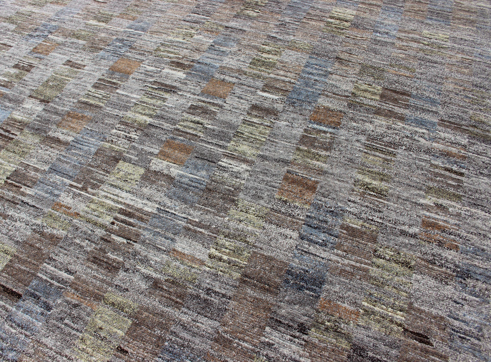 Modern Hand Knotted Tibetan Wool Rug with Gray, Green, and Light Brown. Finely woven Modern Tibetan Wool Rug. Keivan Woven Arts rug Ob - 10511033, Modern Tibetan design Wool hand knotted Rug. 8'0 X 10'0 This hand - knotted rug with modern d... - Keivan Woven ArtsOB - 10511033 - 480004 - 10914Rug