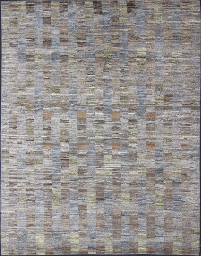 Modern Hand Knotted Tibetan Wool Rug with Gray, Green, and Light Brown. Finely woven Modern Tibetan Wool Rug. Keivan Woven Arts rug Ob - 10511033, Modern Tibetan design Wool hand knotted Rug. 8'0 X 10'0 This hand - knotted rug with modern d... - Keivan Woven ArtsOB - 10511033 - 480004 - 10914Rug