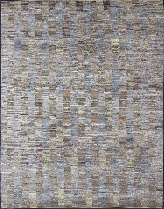 Modern Hand Knotted Tibetan Wool Rug with Gray, Green, and Light Brown. Finely woven Modern Tibetan Wool Rug. Keivan Woven Arts rug Ob - 10511033, Modern Tibetan design Wool hand knotted Rug. 8'0 X 10'0 This hand - knotted rug with modern d... - Keivan Woven ArtsOB - 10511033 - 480004 - 10914Rug
