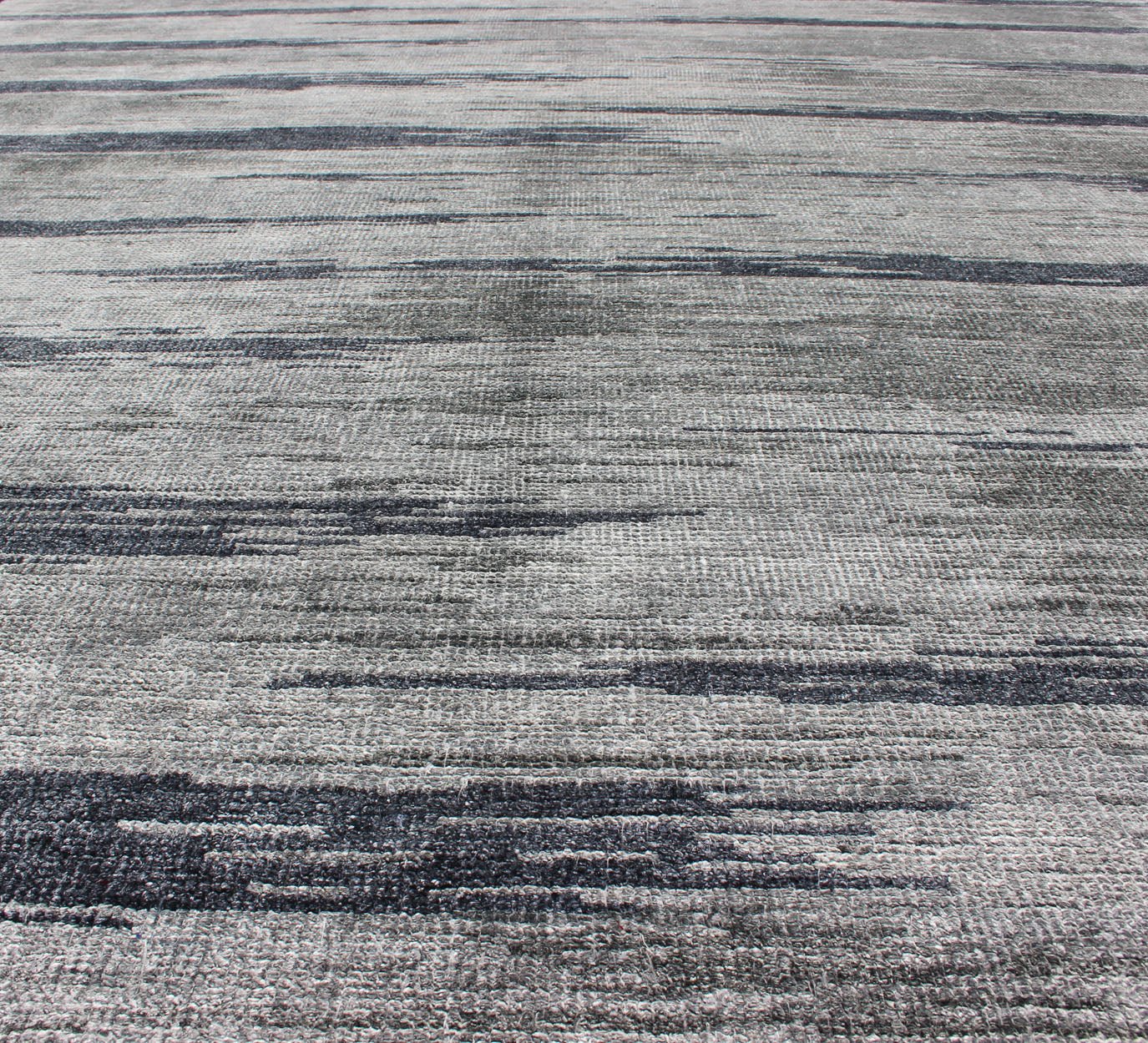 Keivan Woven Arts - This exquisitely hand woven Modern silk rug from India portrays a striped pattern, rendered in shades of blue gray, steel blue, gray, and charcoal, making it a fine choice for variety of modern, transitional and classic interiors. ... - Keivan Woven ArtsOB - 10528179 - 83900207 - 10918Rug