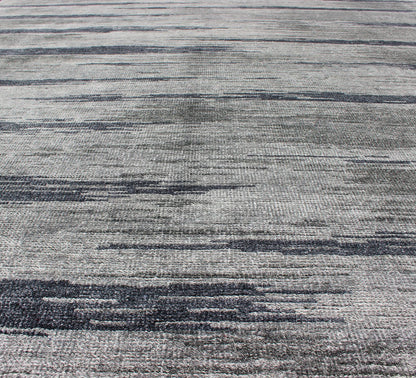 Keivan Woven Arts - This exquisitely hand woven Modern silk rug from India portrays a striped pattern, rendered in shades of blue gray, steel blue, gray, and charcoal, making it a fine choice for variety of modern, transitional and classic interiors. ... - Keivan Woven ArtsOB - 10528179 - 83900207 - 10918Rug