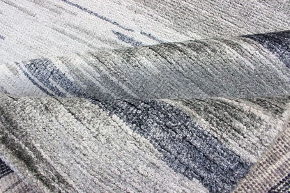 Keivan Woven Arts - This exquisitely hand woven Modern silk rug from India portrays a striped pattern, rendered in shades of blue gray, steel blue, gray, and charcoal, making it a fine choice for variety of modern, transitional and classic interiors. ... - Keivan Woven ArtsOB - 10528179 - 83900207 - 10918Rug