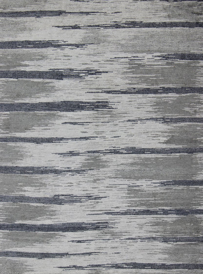 Keivan Woven Arts - This exquisitely hand woven Modern silk rug from India portrays a striped pattern, rendered in shades of blue gray, steel blue, gray, and charcoal, making it a fine choice for variety of modern, transitional and classic interiors. ... - Keivan Woven ArtsOB - 10528179 - 83900207 - 10918Rug