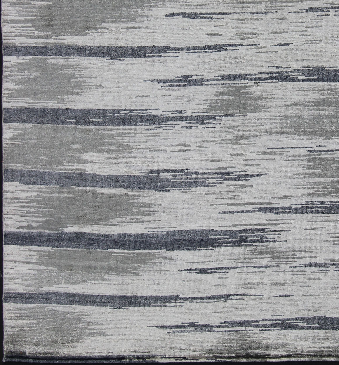 Keivan Woven Arts - This exquisitely hand woven Modern silk rug from India portrays a striped pattern, rendered in shades of blue gray, steel blue, gray, and charcoal, making it a fine choice for variety of modern, transitional and classic interiors. ... - Keivan Woven ArtsOB - 10528179 - 83900207 - 10918Rug