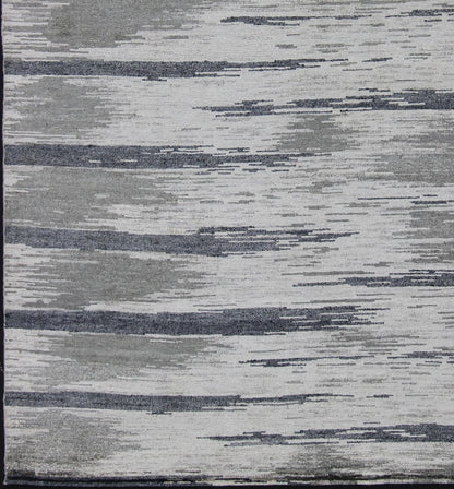 Keivan Woven Arts - This exquisitely hand woven Modern silk rug from India portrays a striped pattern, rendered in shades of blue gray, steel blue, gray, and charcoal, making it a fine choice for variety of modern, transitional and classic interiors. ... - Keivan Woven ArtsOB - 10528179 - 83900207 - 10918Rug