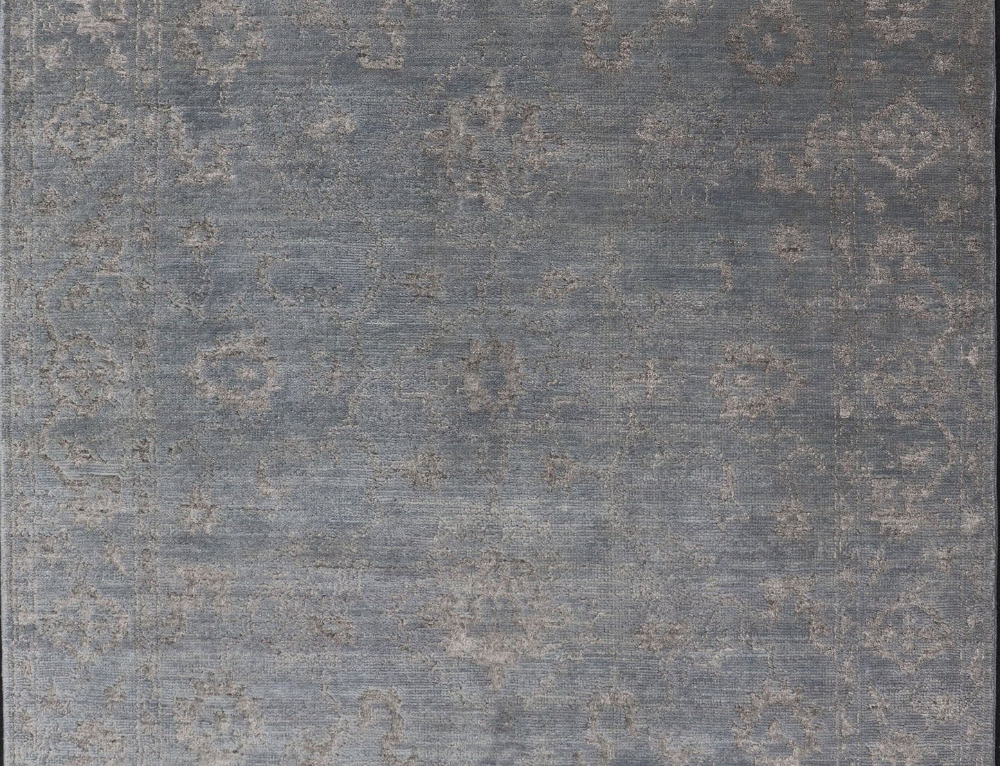 Modern Hand - Knotted Rug in Wool with Floral Design in Blue and Gray This modern Indian rug has been hand - knotted in wool and features an all - over, sub - geometric floral design rendered in blue and gray tones. A complementary, multi - tiered border ... - Keivan Woven ArtsOB - 105860644 - 17346Rug