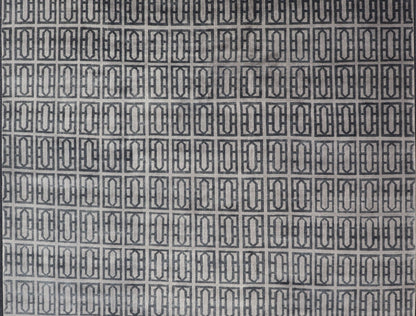 Modern Hand - Knotted Rug in Wool with All - Over Geometric Design in Gray and Black This modern India rug has been hand - knotted in wool and features an all - over geometric design rendered in gray and black tones. A complementary, multi - tiered borde... - Keivan Woven ArtsOB - 106011594 - 12560129 - 15518Rug
