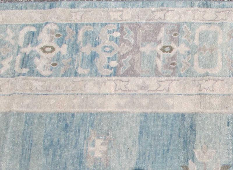 Modern Oushak Design in Silver, Light Gray, Taupe, Aqua and Sea - Foam Colors Oushak design in seafoam, silver and shades of gray color palette and center medallion design, rug OB - 9261027 - 0131046, country of origin / type: India / Khotan. M... - Keivan Woven ArtsOB - 9261027 - 0131046 - 4264Rug