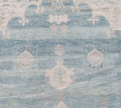 Modern Oushak Design in Silver, Light Gray, Taupe, Aqua and Sea - Foam Colors Oushak design in seafoam, silver and shades of gray color palette and center medallion design, rug OB - 9261027 - 0131046, country of origin / type: India / Khotan. M... - Keivan Woven ArtsOB - 9261027 - 0131046 - 4264Rug